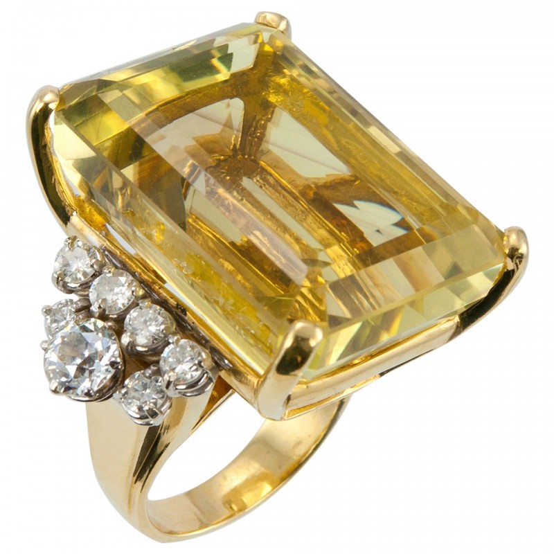 Citrine and Diamond Cocktail Ring