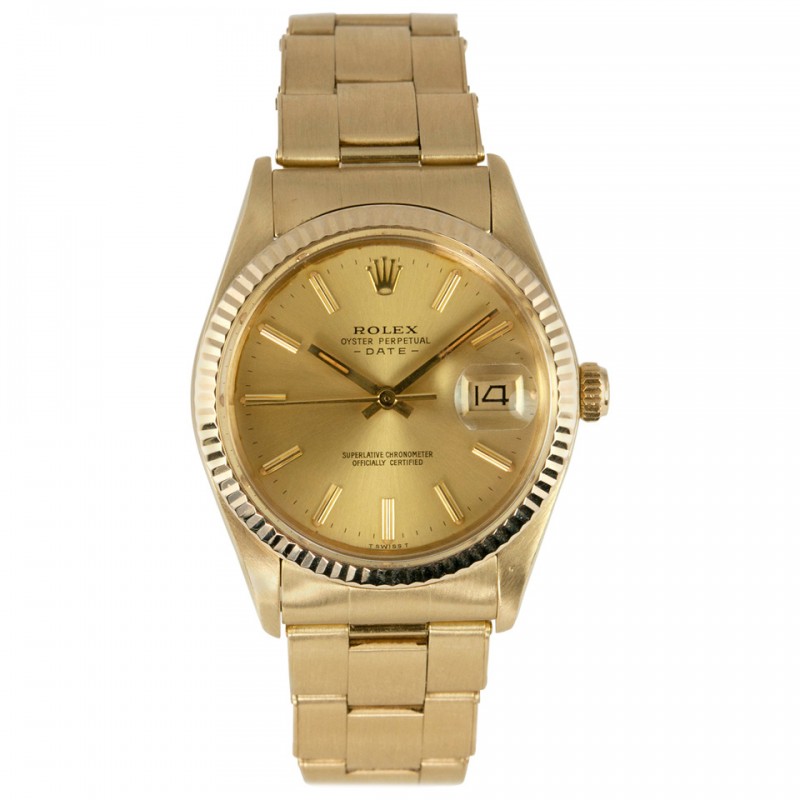 Rolex 14K Gold Date Watch, Ref 15307 circa 1981