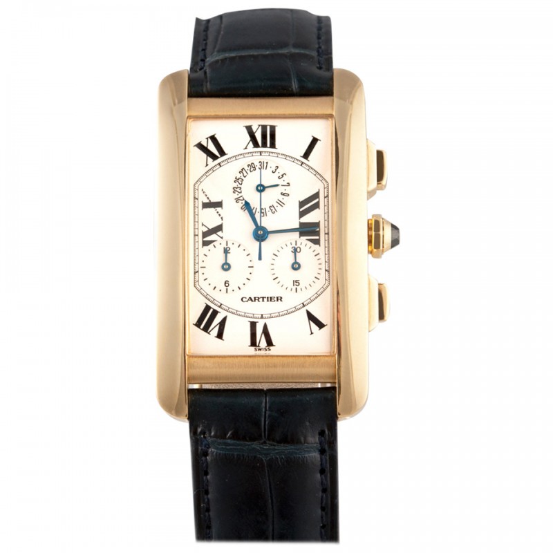 Cartier Tank Americaine Chronograph Watch in 18K Gold 