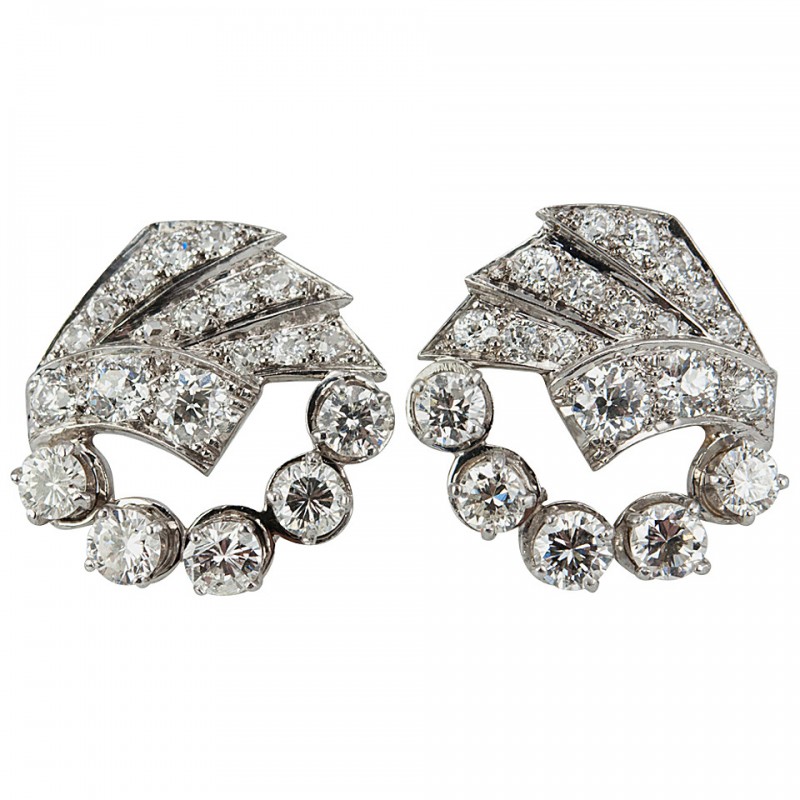 1950s Diamond and Platinum Earrings
