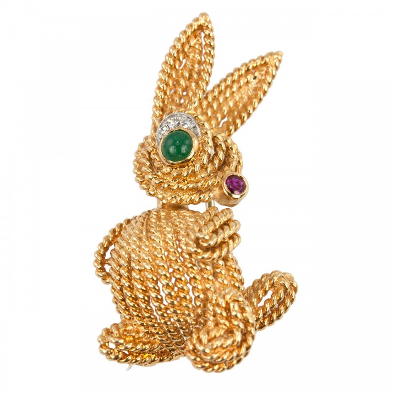 Van Cleef & Arpels Gold Bunny Brooch, Circa 1970s