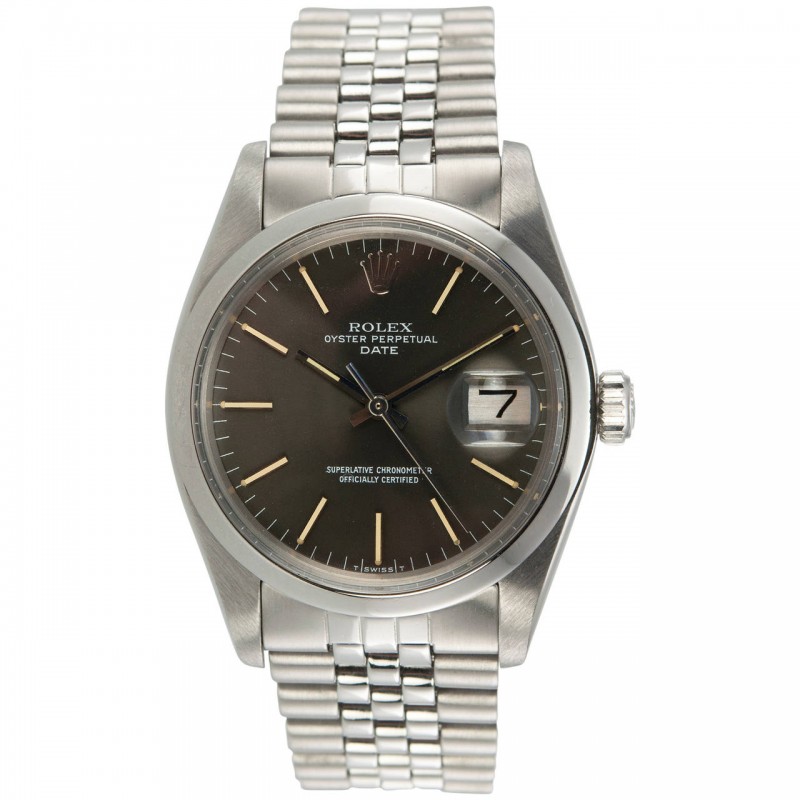 Rolex Date Steel Watch with Gray Dial, Ref 1500, Circa 1977