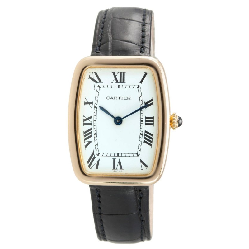 Cartier Large "Square Incurvee" 18K Gold Wristwatch, Circa 1980s