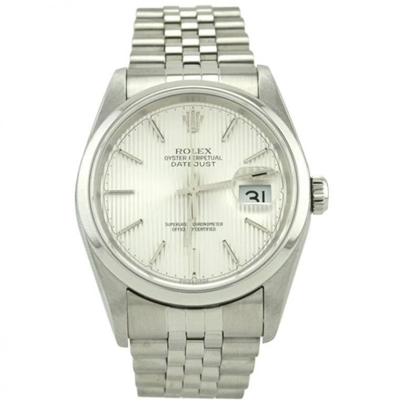 Rolex Datejust Mens Stainless Steel Automatic Watch Dome Bezel 16200 Tuxedo Dial