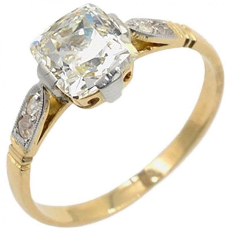 GIA Certifified 1.31 Carat Old Cushion Cut Diamond Victorian Engagement Ring