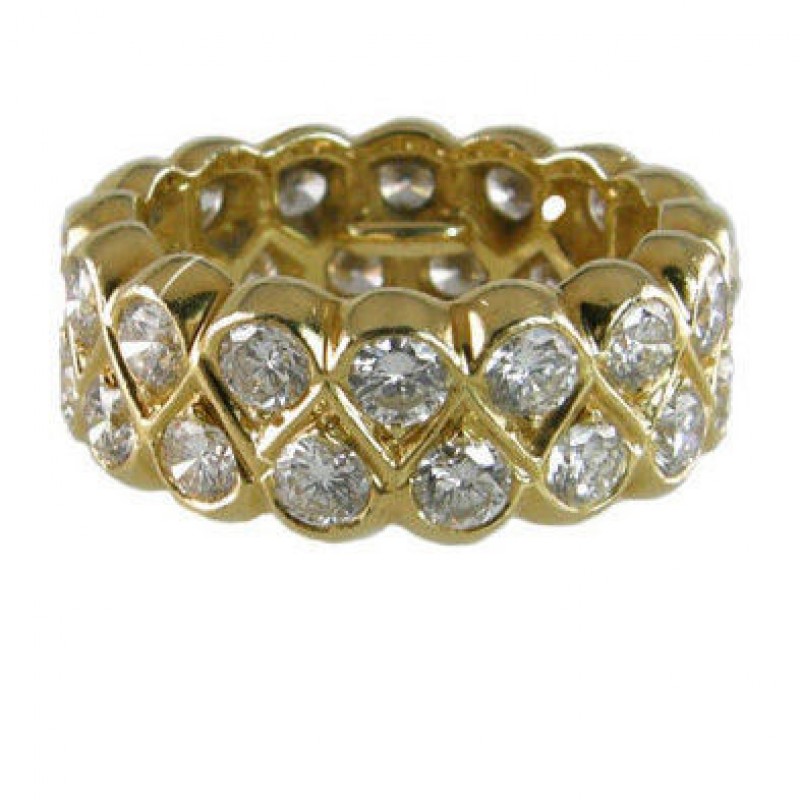 Diamond Double Row Band in 18K Yellow Gold