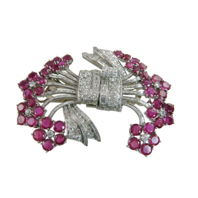 Ruby and Diamond Double Clip