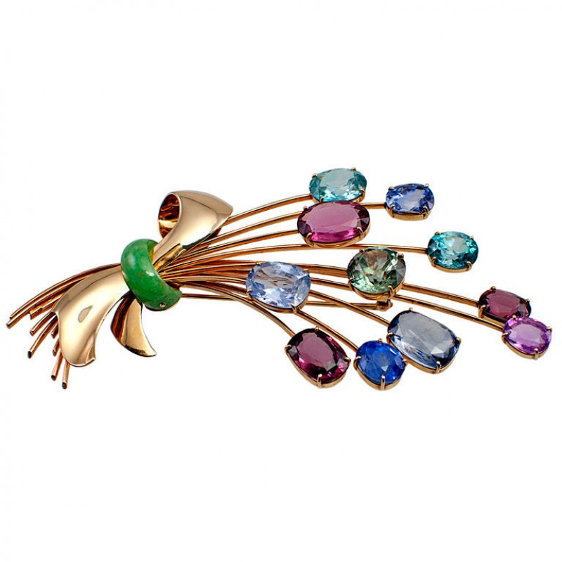 Giant Colored Stone Spray Brooch