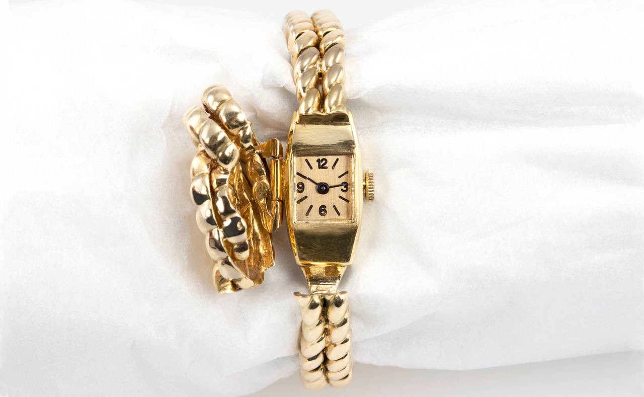 Van Cleef Arpels Hidden Watch Gold Knot Bracelet Circa 1960s Van Cleef Arpels By Designer Jewelry