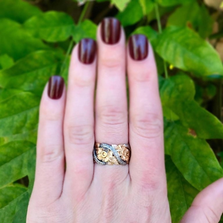 Diamond set Floral Ring – Audrey Bull Narberth