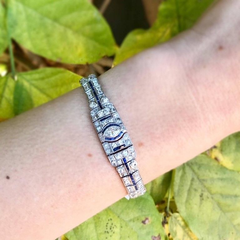 Art deco diamond and cheap sapphire bracelet