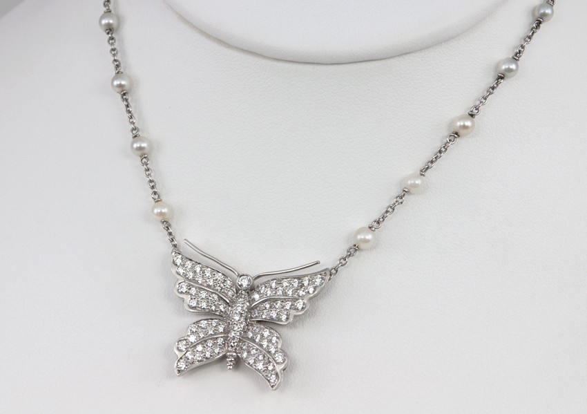 Tiffany & Co. Diamond Butterfly Necklace In Platinum – Orlando Diamond  Exchange