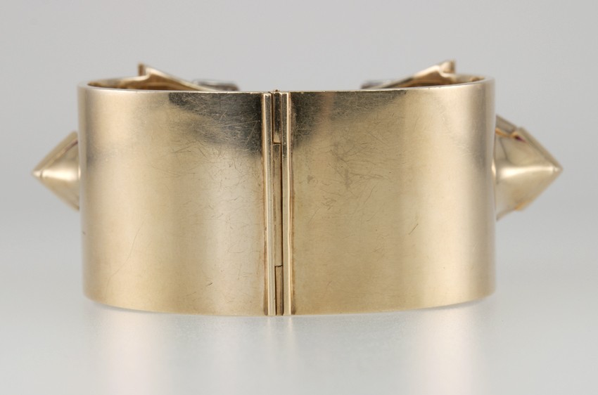 Art Deco Clips on a Retro Bangle Bracelet - Retro Jewelry