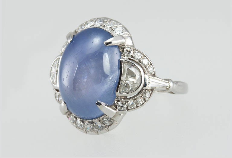 Cabochon sapphire store and diamond ring