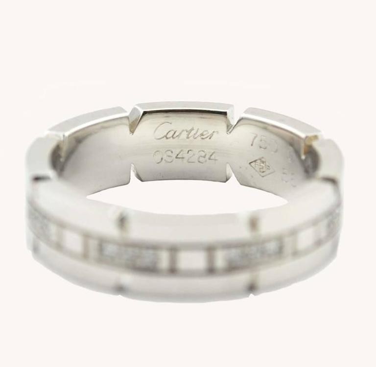 Cartier Tank Francaise 18K White Gold and Diamond Ring - Rings 