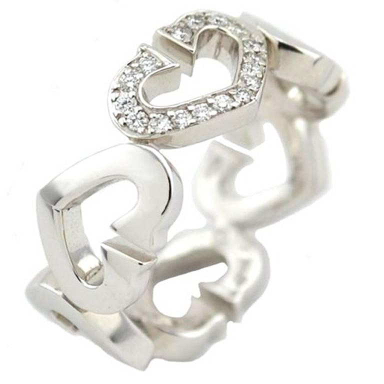 C Heart of Cartier Ring in 18K White Gold with Diamonds Cartier By Designer Jewelry