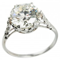 Edwardian 3.36 Carat Old European Cut Diamond Platinum Ring