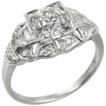 1.06 Old European Cut Diamond Art Deco Engagement Ring