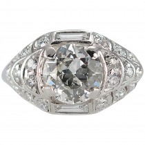 1.18 Carat Old European Cut Diamond and Platinum Engagement Ring