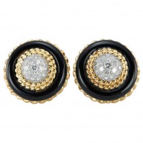 Van Cleef and Aprels Diamond, Onyx, Gold Clip-On Earrings