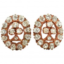 Victorian Old Mine Cut Diamond and Rose Gold Earrings