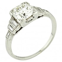 Art Deco Platinum 1.27ct European Cut EGL certified Engagement Ring