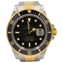 Rolex Two-Tone Submariner Wristwatch in 18K Gold and Steel, Ref 16803 Circa 1985