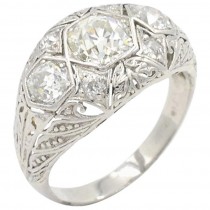 Art Deco Three-Stone Diamond and Platinum Ring Circa 1930s