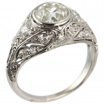 1.23 Carat Old European Cut Diamond Edwardian Engagement Ring