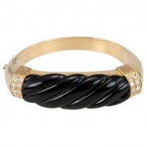 Nardi Gold Bangle w/ Onyx & Diamonds