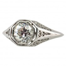 1ct Platinum Art Deco Filigree Engagement ring
