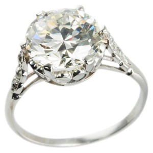 Edwardian 3.36 Carat Old European Cut Diamond Platinum Ring