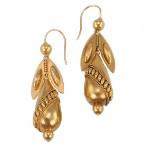 Victorian Gold Archeological Revival Pendant Earrings