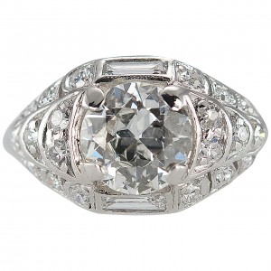 1.18 Carat Old European Cut Diamond and Platinum Engagement Ring