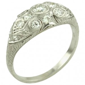 Art Deco Old European Cut Diamond and Platinum Ring Circa 1930
