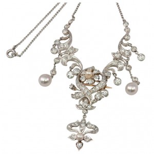 Edwardian Necklace With Diamonds & Pearls