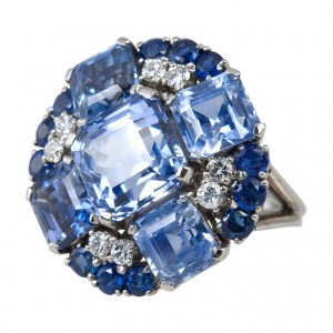Oscar Heyman Natural Sapphire and Diamond Platinum Ring Circa 1950