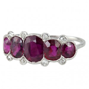 Classic Five Ruby Edwardian Ring