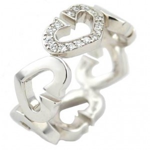 C Heart of Cartier Ring in 18K White Gold with Diamonds