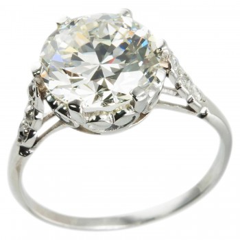 Edwardian 3.36 Carat Old European Cut Diamond Platinum Ring