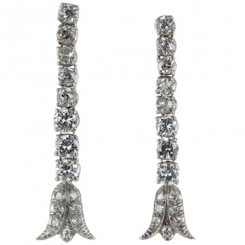 Art Deco Diamond Platinum Dangle Earrings