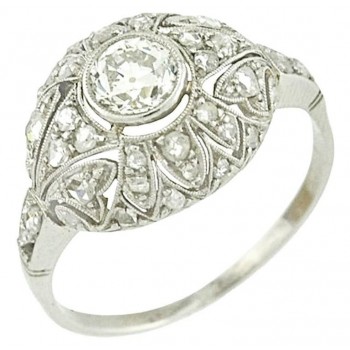 Platinum Diamond Edwardian filigree Engagment Ring