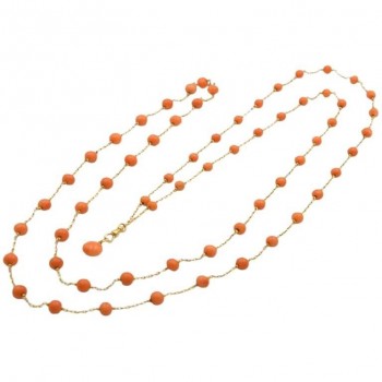 Victorian Coral and 14K Gold Long Chain Circa 1900