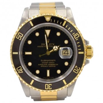 Rolex Two-Tone Submariner Wristwatch in 18K Gold and Steel, Ref 16803 Circa 1985
