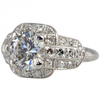 Art Deco Engagement Ring With 1.53 Carat Diamond