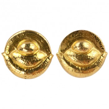 Hammered Gold Clip Earrings